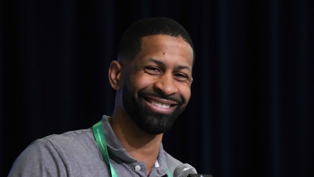 Feb 28, 2023; Indianapolis, IN, USA; Cleveland Browns general manager Andrew Berry during the NFL combine at the Indiana Convention Center. Mandatory Credit: Kirby Lee-USA TODAY Sports